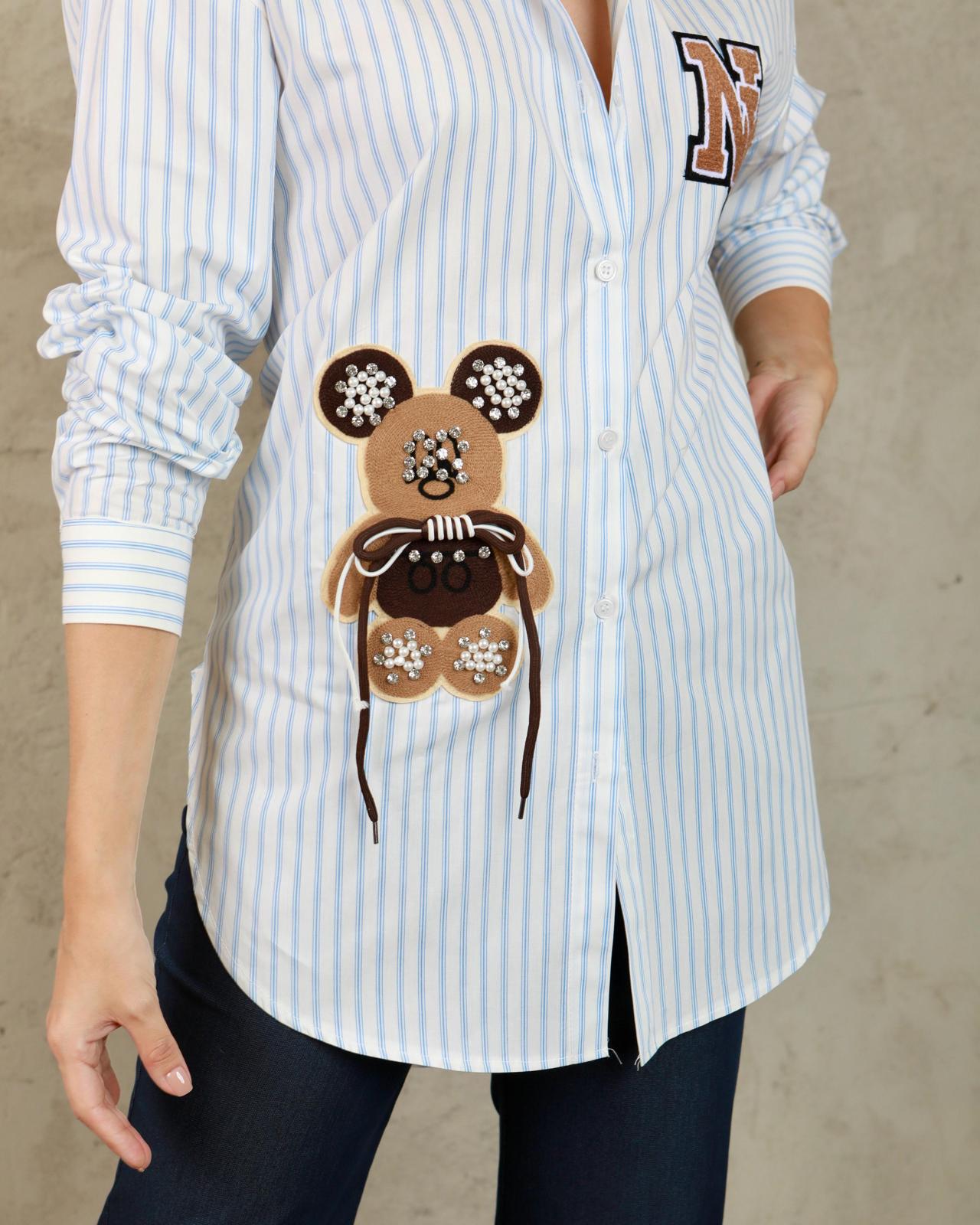 NY Teddy Bear Striped Shirt-1