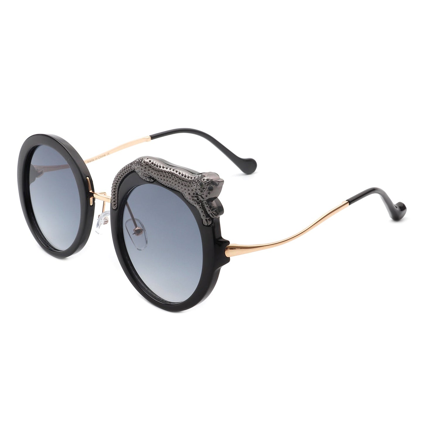Yellowze - Women Circle Oversize Fashion Round Sunglasses W/ Leopard Design-5