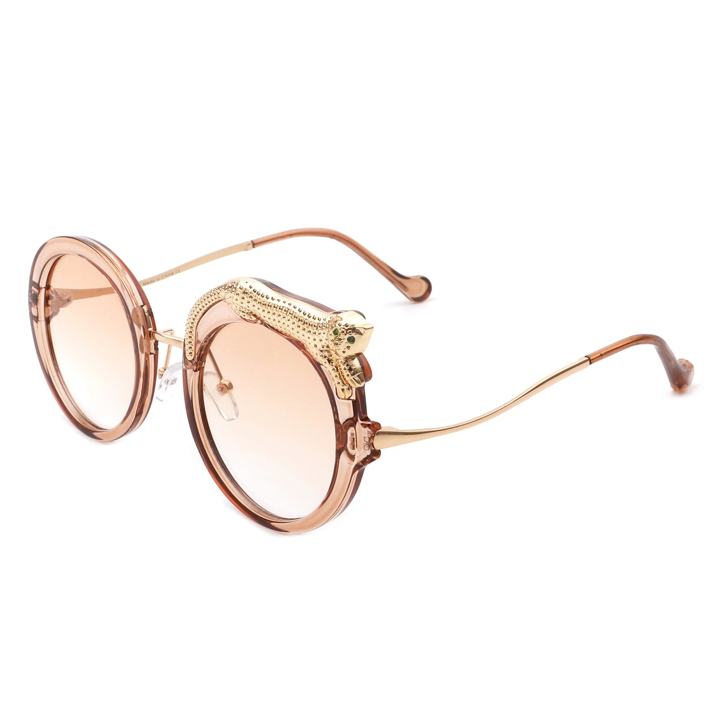Yellowze - Women Circle Oversize Fashion Round Sunglasses W/ Leopard Design-4