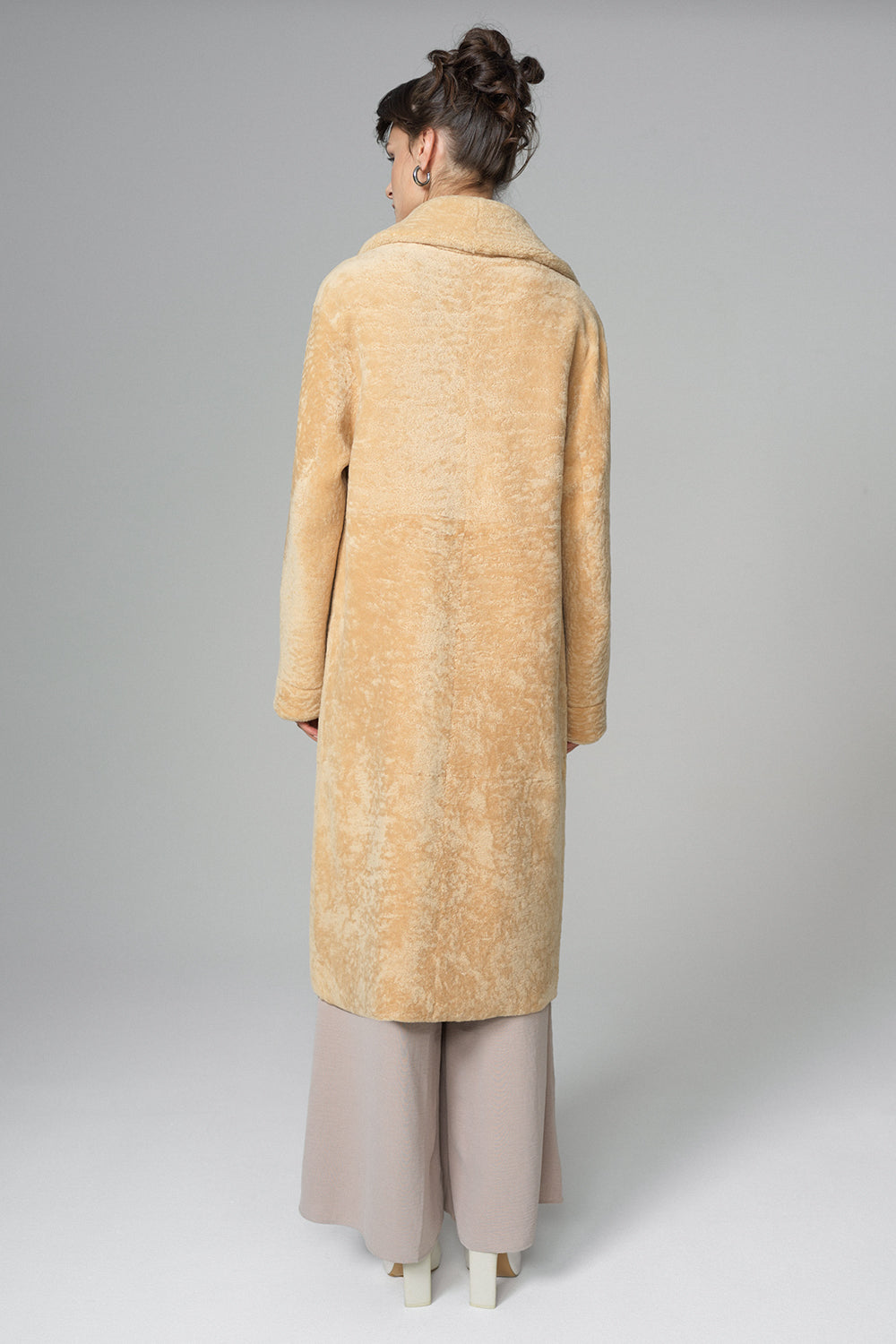 Yellow Reversible Genuine Sheepskin Maxi Coat-1