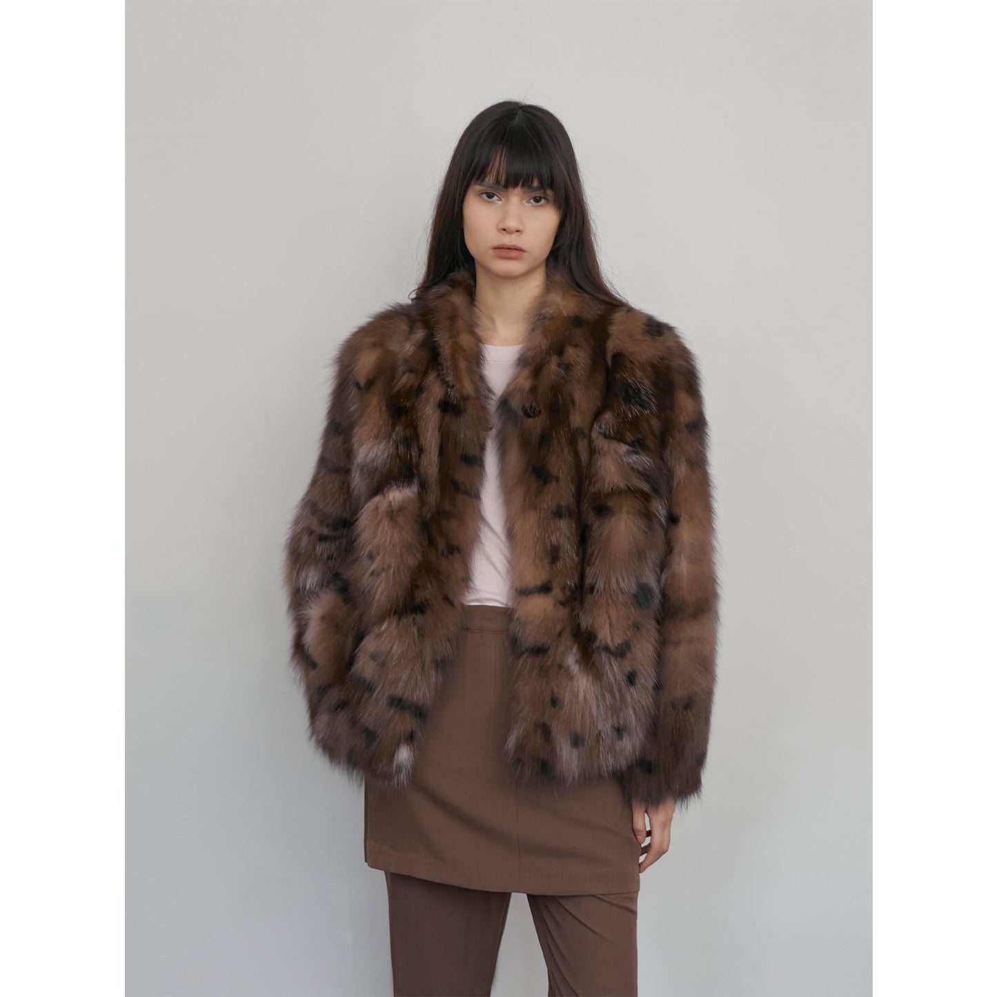 Leopard Resurgence Special limited edition natural color fox hair spotted fur coat-5