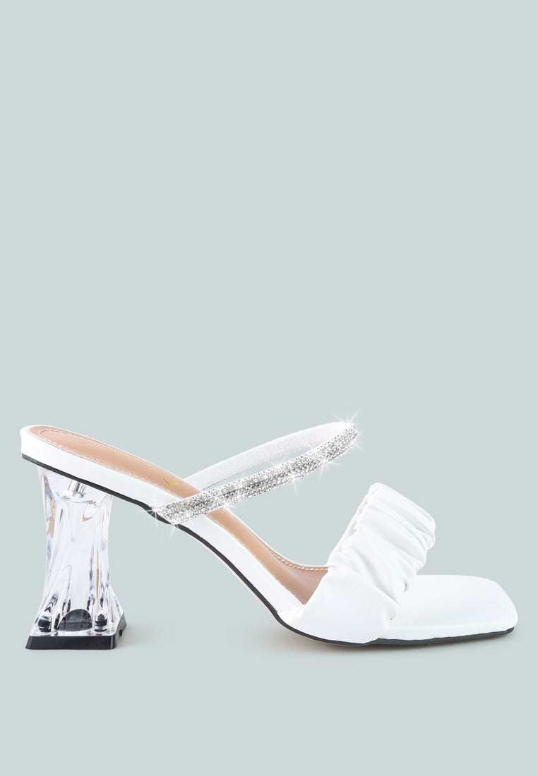 Date Look Clear Heel Rhinestone Sandals-0