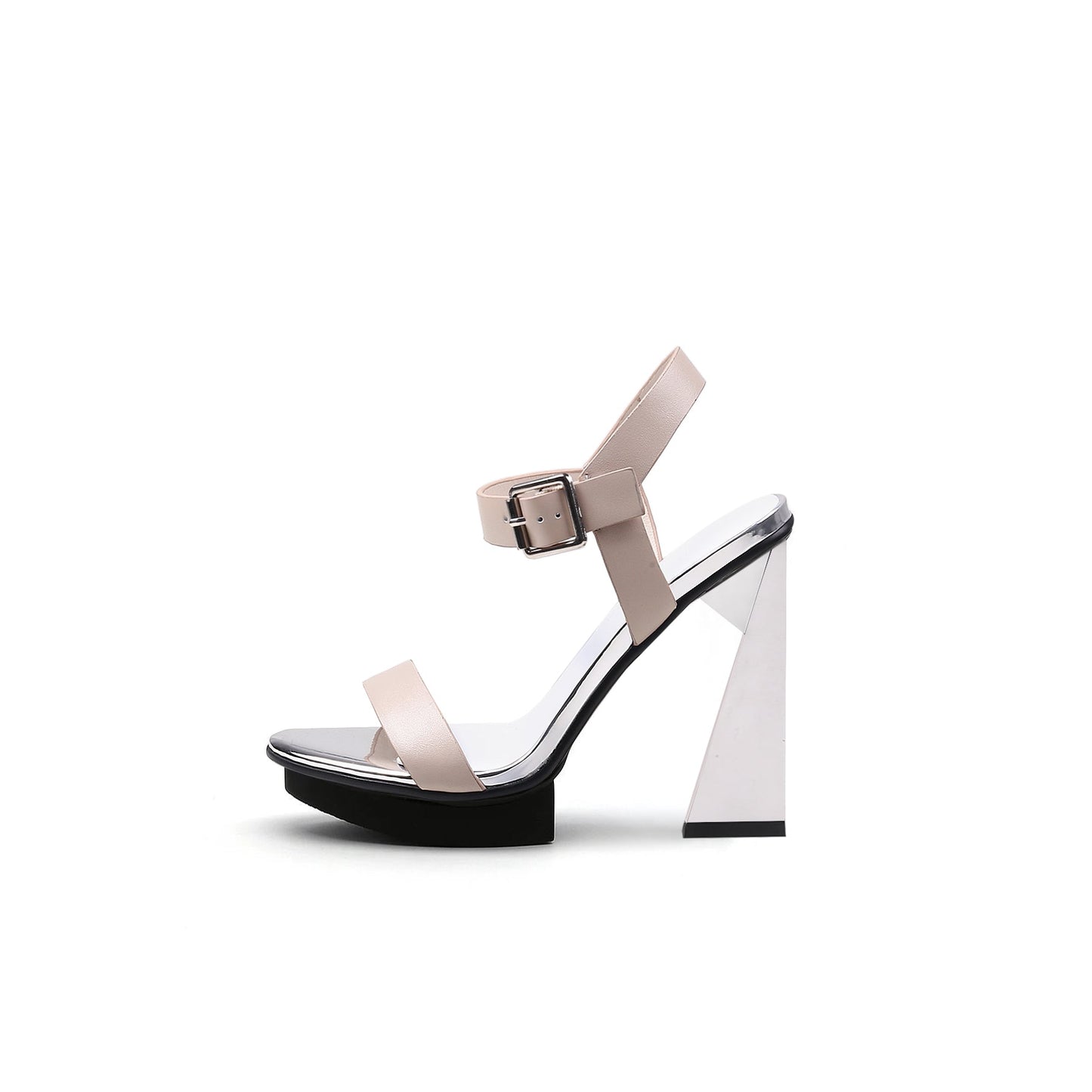 Classic Ankle Strap Triangular Skyscraper Heels-0