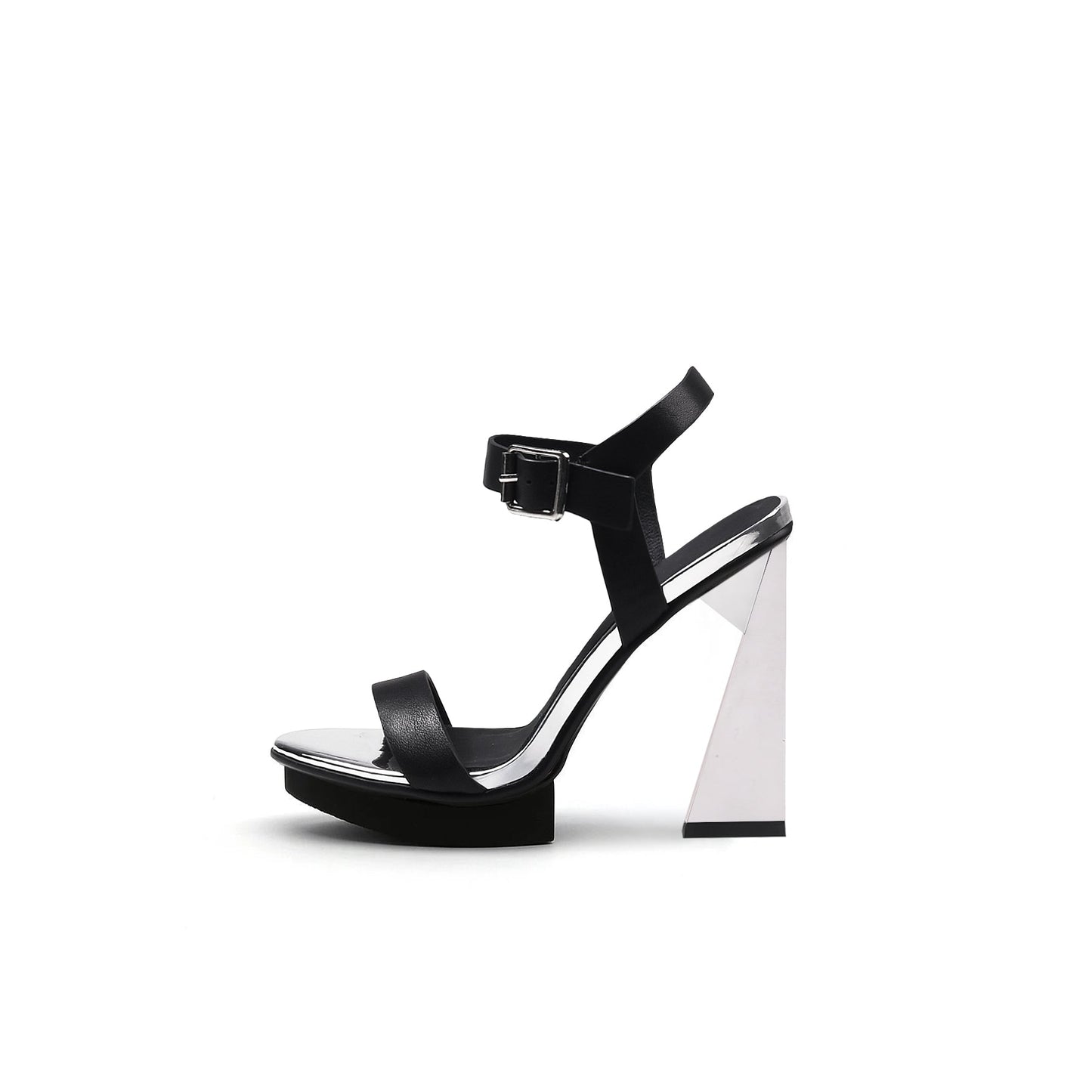Classic Ankle Strap Triangular Skyscraper Heels-5