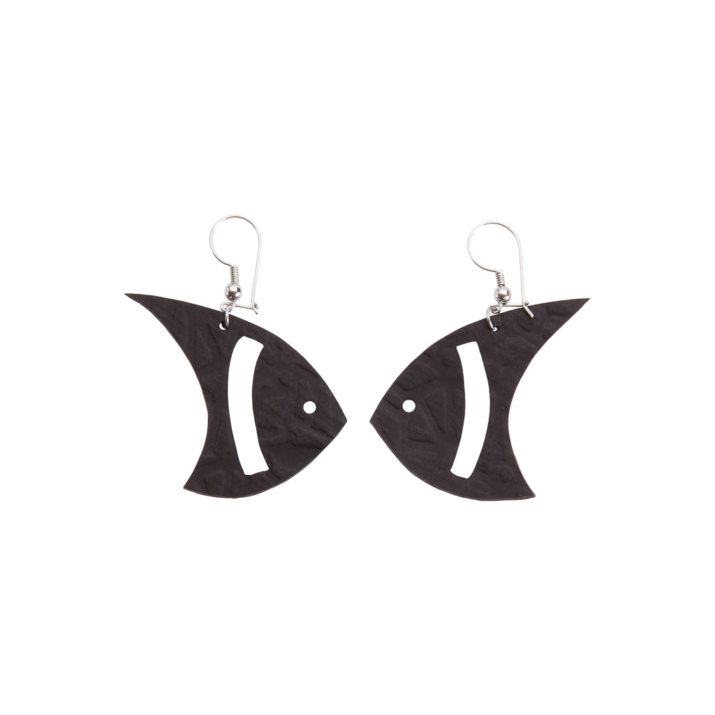 Pisces Recycled Rubber Fish Earrings-0