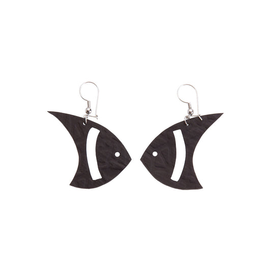 Pisces Recycled Rubber Fish Earrings-0