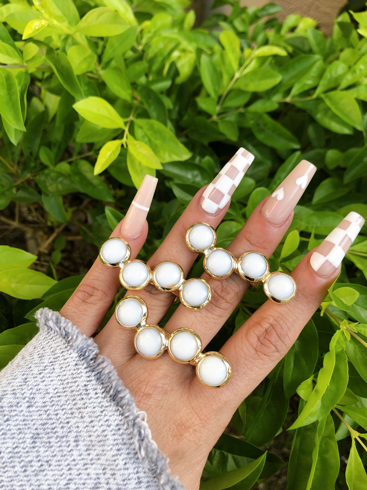 White Stone Ring Cuff-2