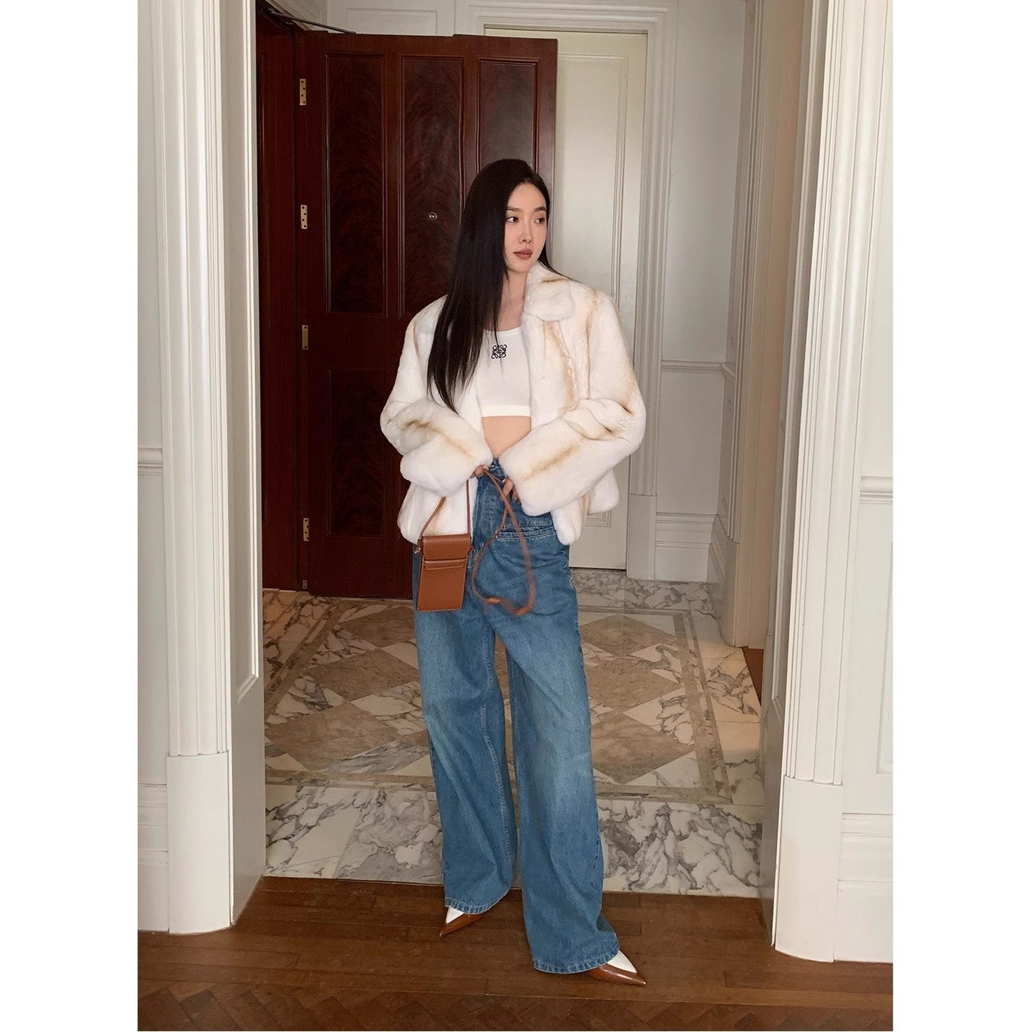 Alice Honey Imported Rex Rabbit Fur Coat-1