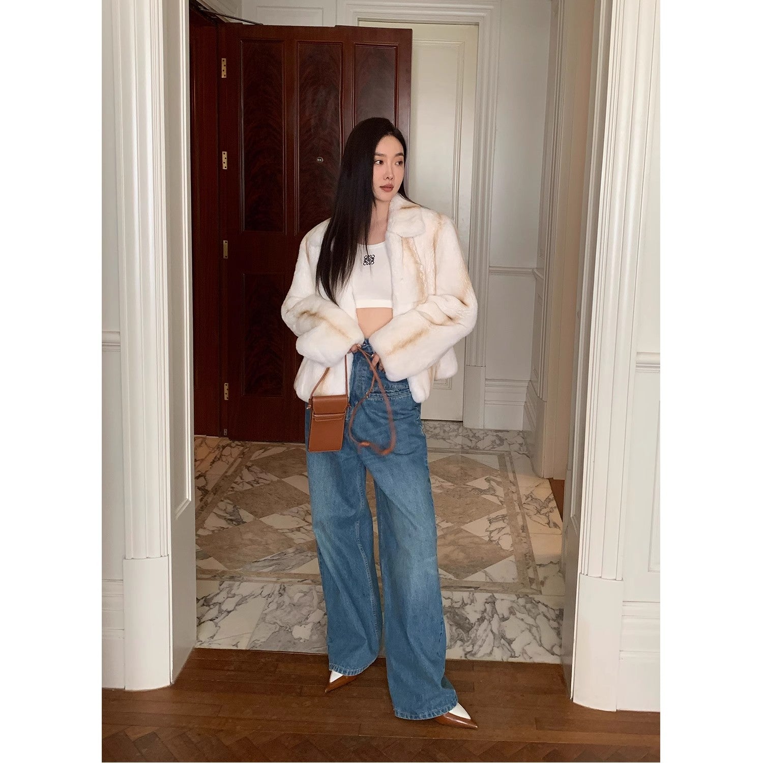 Alice Honey Imported Rex Rabbit Fur Coat-1