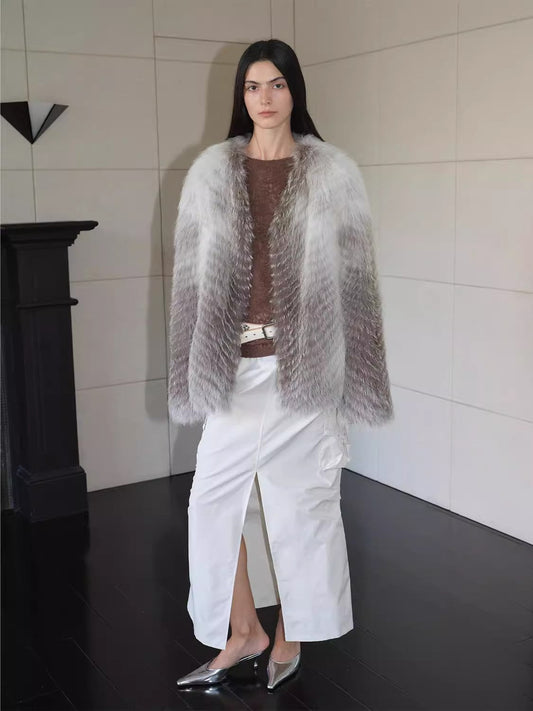Yukino Dream Imported Colorful Fox Fur Coat from Finland-0