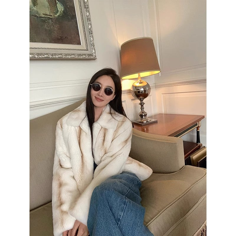 Alice Honey Imported Rex Rabbit Fur Coat-3