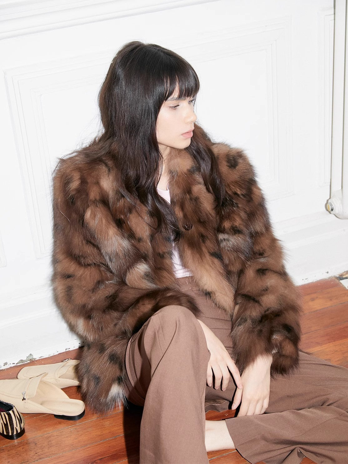 Leopard Resurgence Special limited edition natural color fox hair spotted fur coat-4
