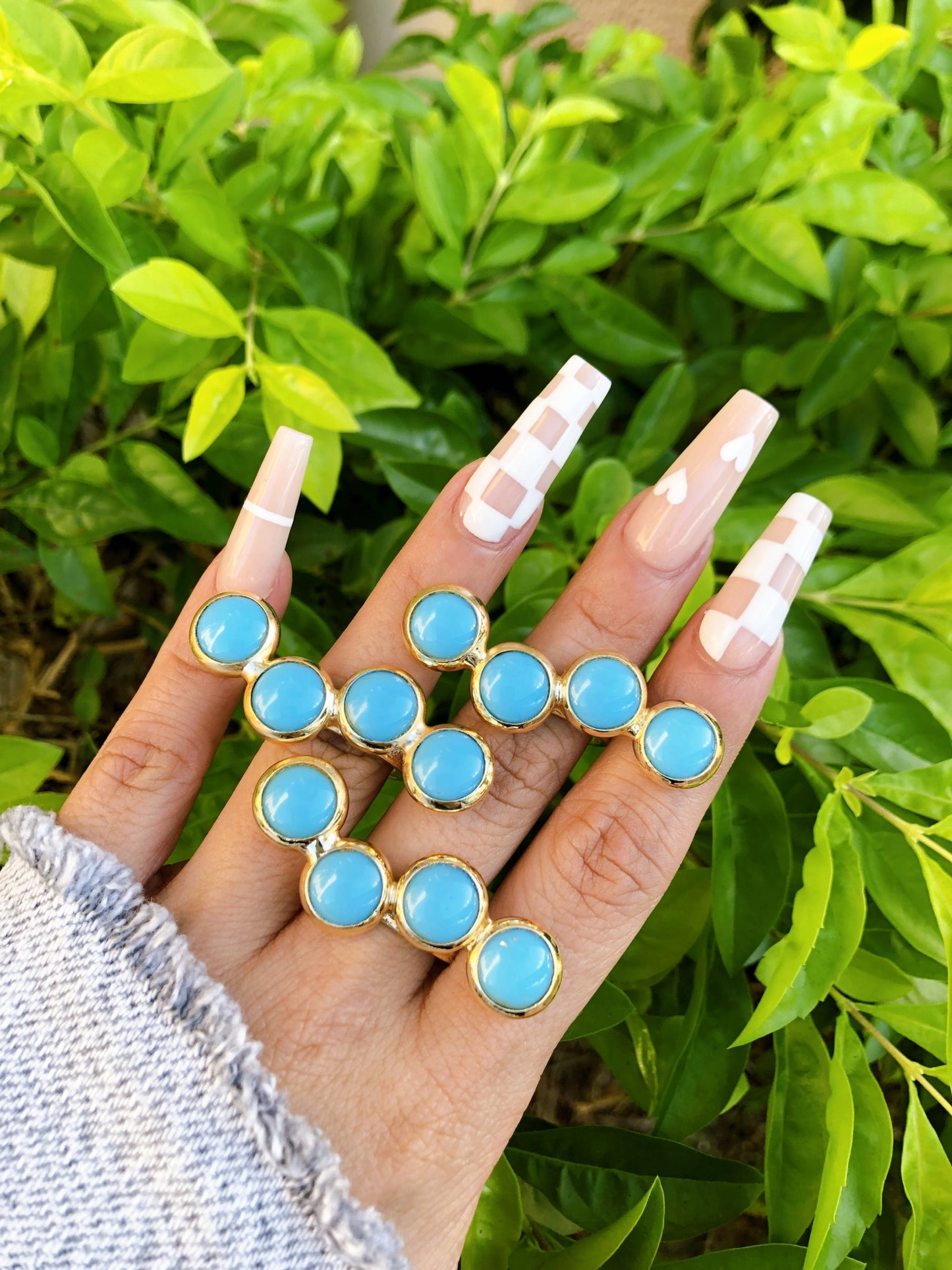 Baby Blue Stone Ring Cuff-1
