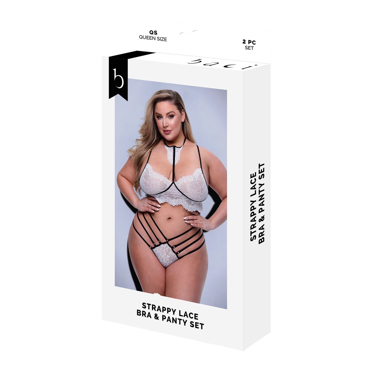 Underwear Set Baci Lingerie Strappy Lace White Black/White 2 Pieces (Queen)-0