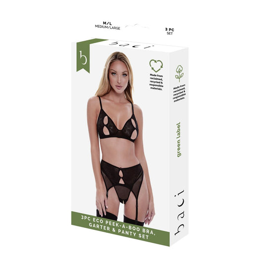 Underwear Set Baci Lingerie Peek-A-Boo Bra Black (S/M)-0