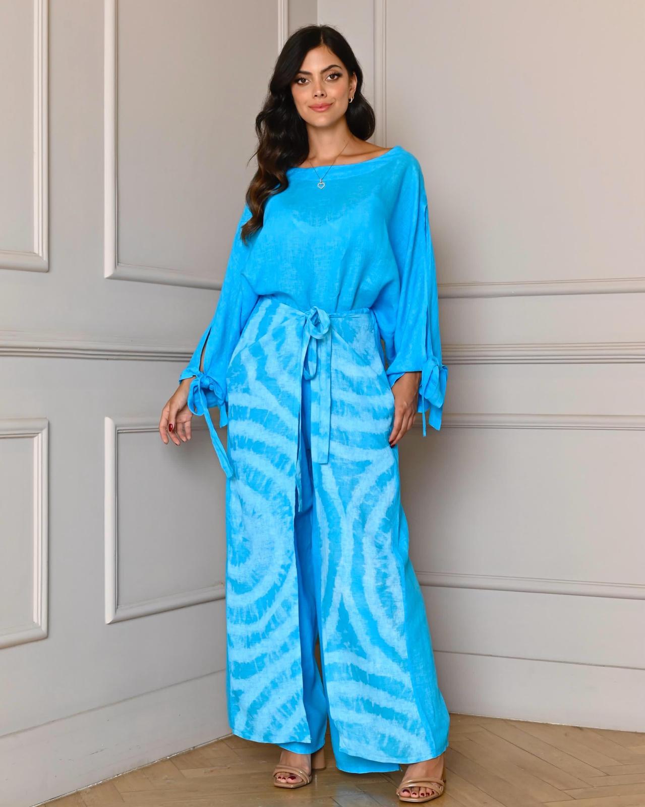 Italian Linen Tie Dye Palazzo Pant-0