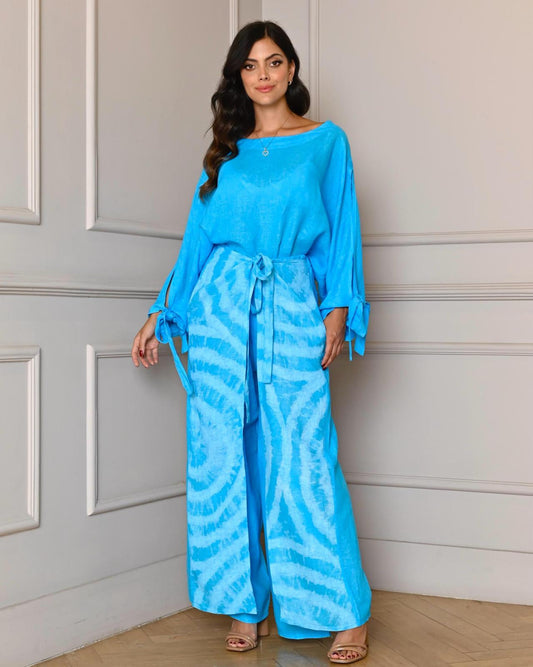 Italian Linen Tie Dye Palazzo Pant-0