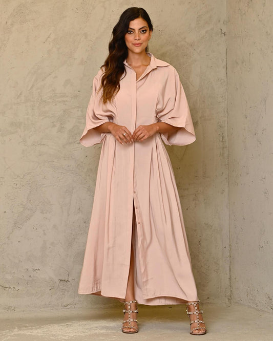 Rose Italian Pleated Waist Dress-0