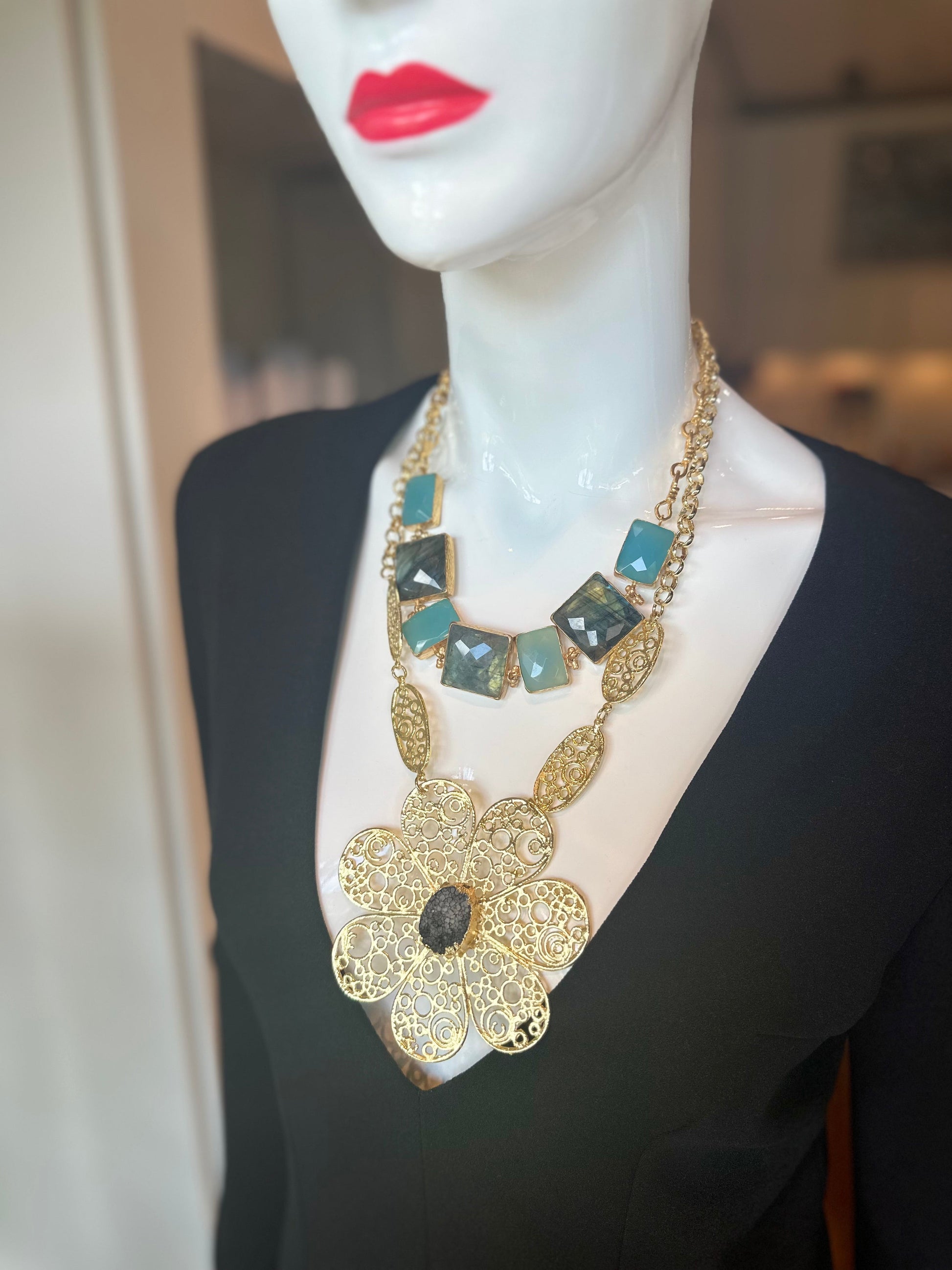 Bloom Druzy Flower Necklace-1