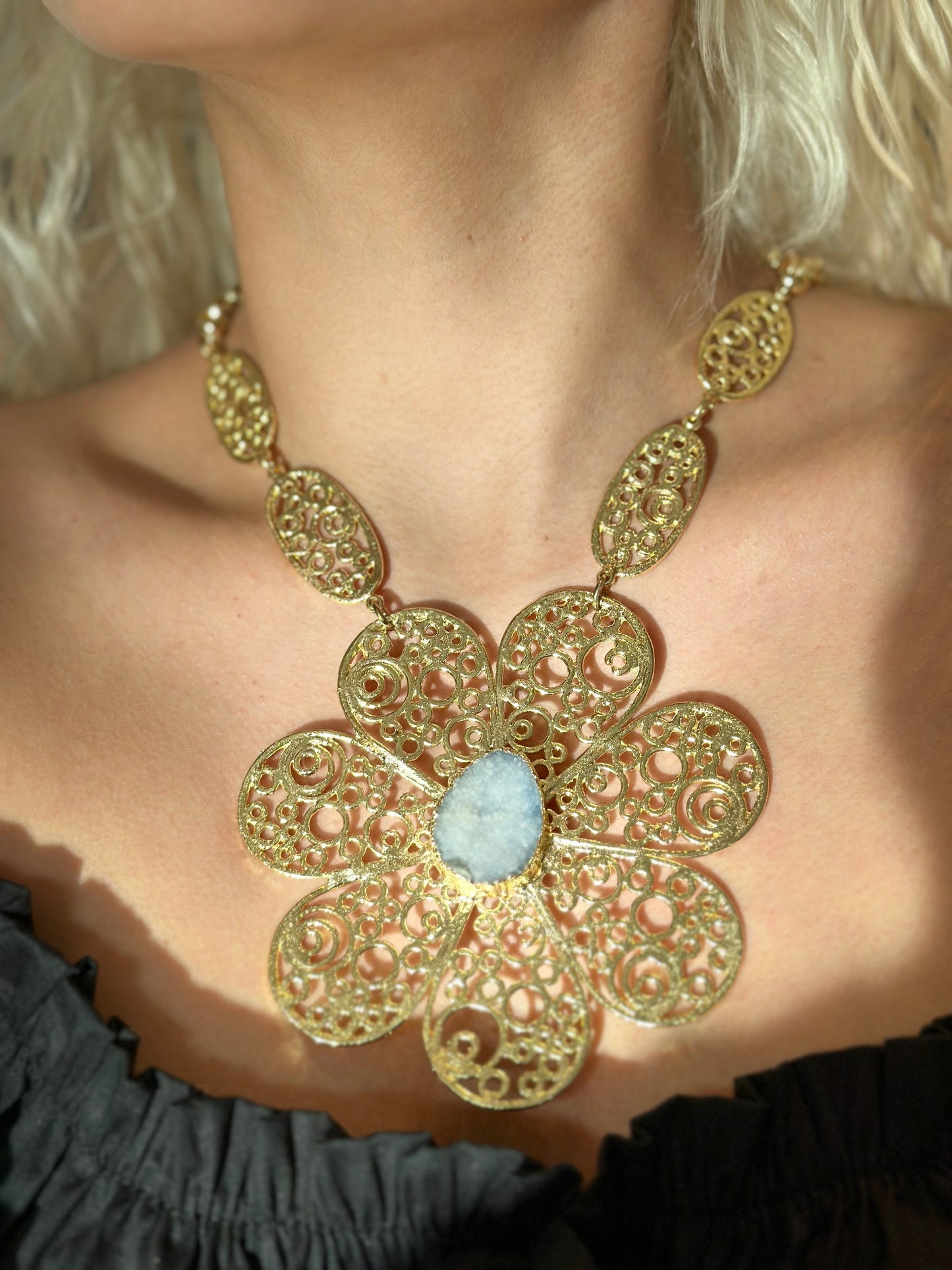 Bloom Druzy Flower Necklace-0