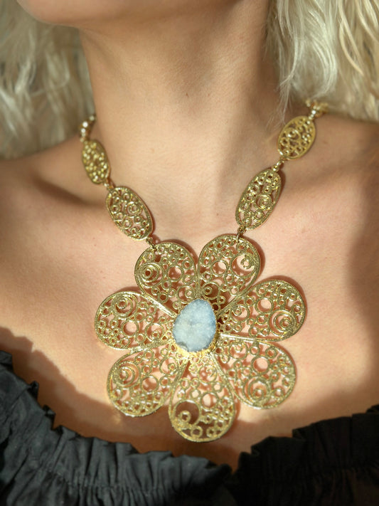 Bloom Druzy Flower Necklace-0
