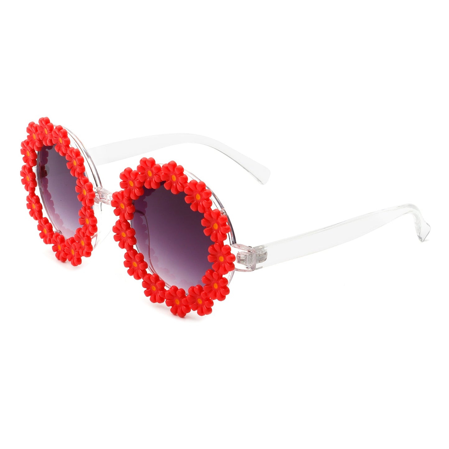 Ysabelia - Round Daisy Flower Shape Circle Party Floral Women Sunglasses-0