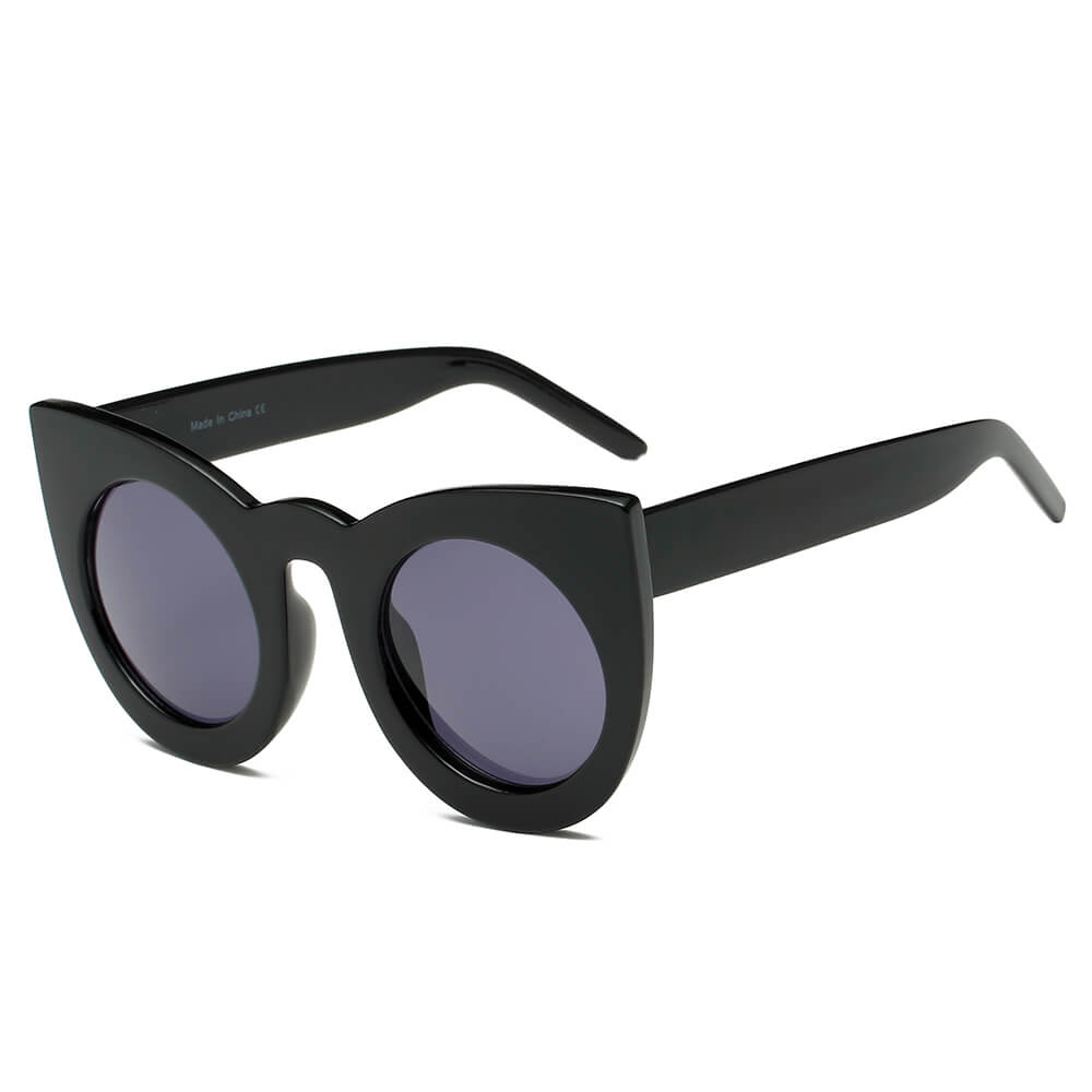 Hinton - Women Round Cat Eye Oversize Sunglasses-0