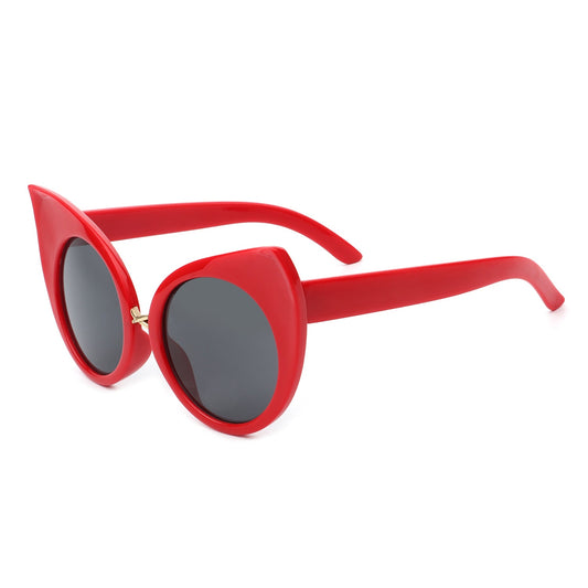 Iridessa - Women Mod Retro High Pointed Oversize Fashion Cat Eye Sunglasses-0