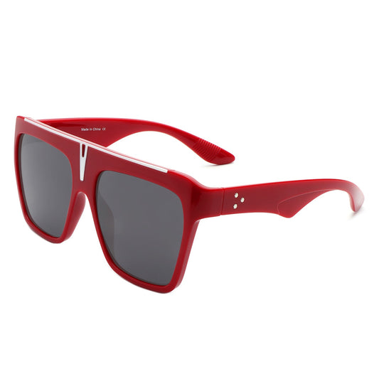 Kallias - Oversize Square Flat Top Large Fashion Women Sunglasses-0