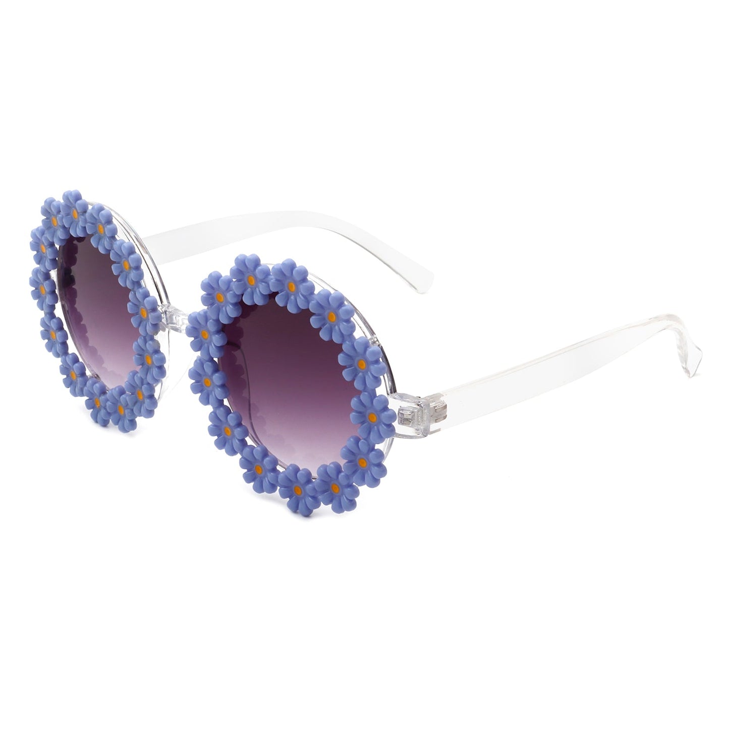 Ysabelia - Round Daisy Flower Shape Circle Party Floral Women Sunglasses-3