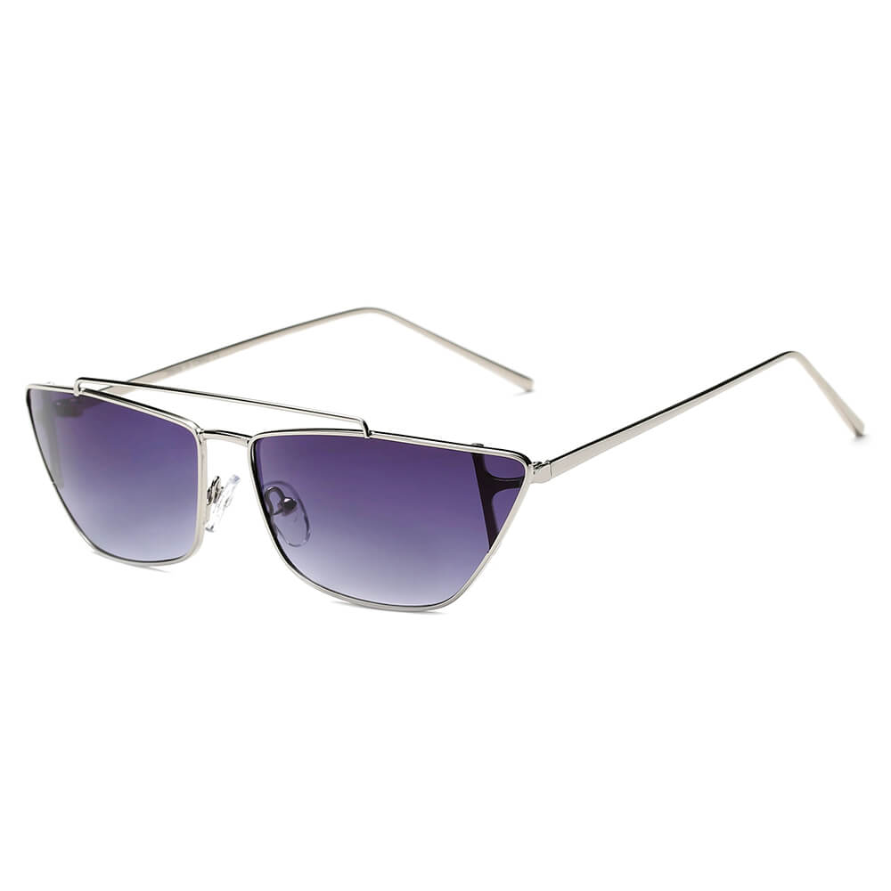 ESTEVAN | Women Metal Retro Flat Lens Rectangular Sunglasses-5
