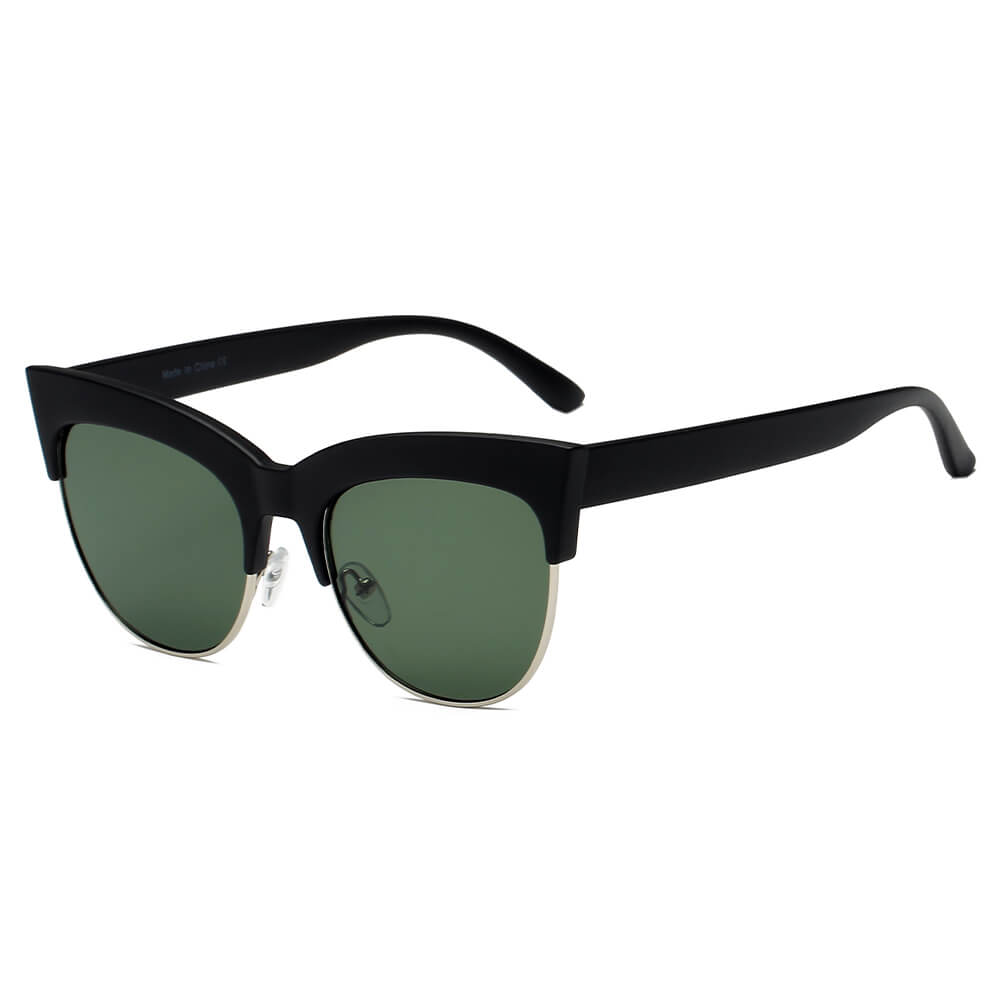 HENRIETTA | Women Half Frame Round Cat Eye Sunglasses-2