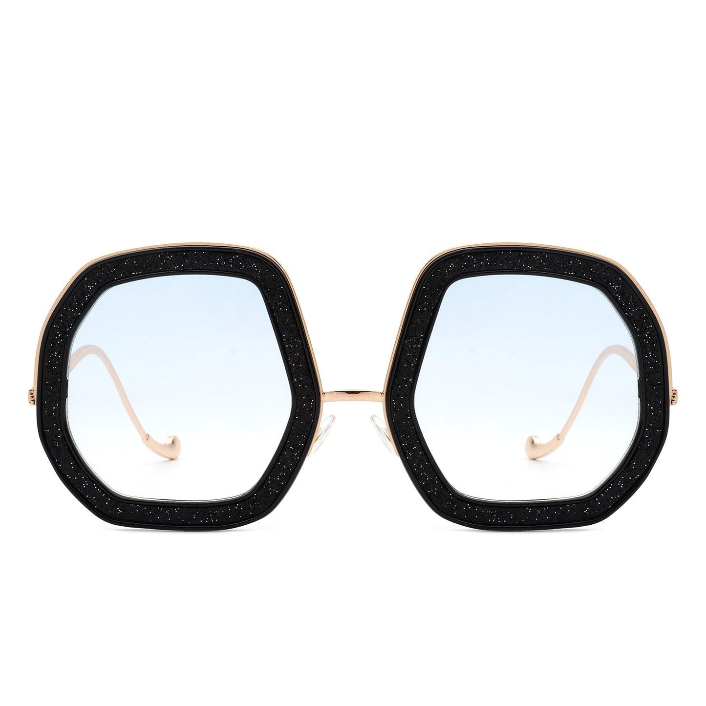 Xanadawn - Women Round Irregular Geometric Glitter Fashion Sunglasses-4