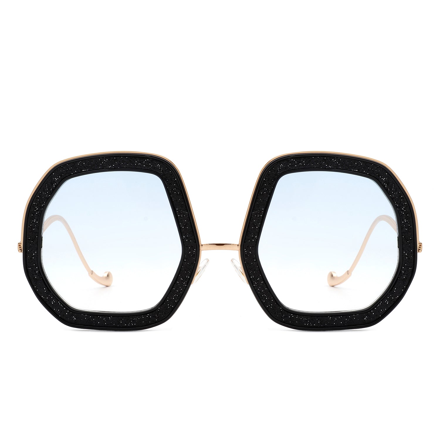Xanadawn - Women Round Irregular Geometric Glitter Fashion Sunglasses-4