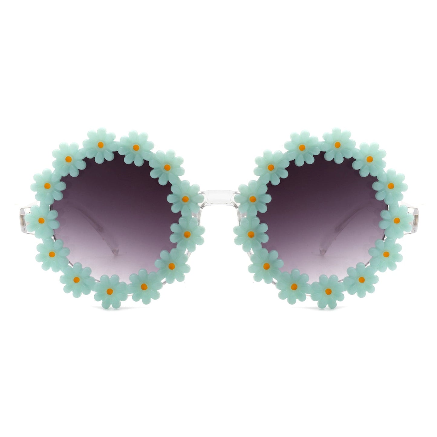 Ysabelia - Round Daisy Flower Shape Circle Party Floral Women Sunglasses-4
