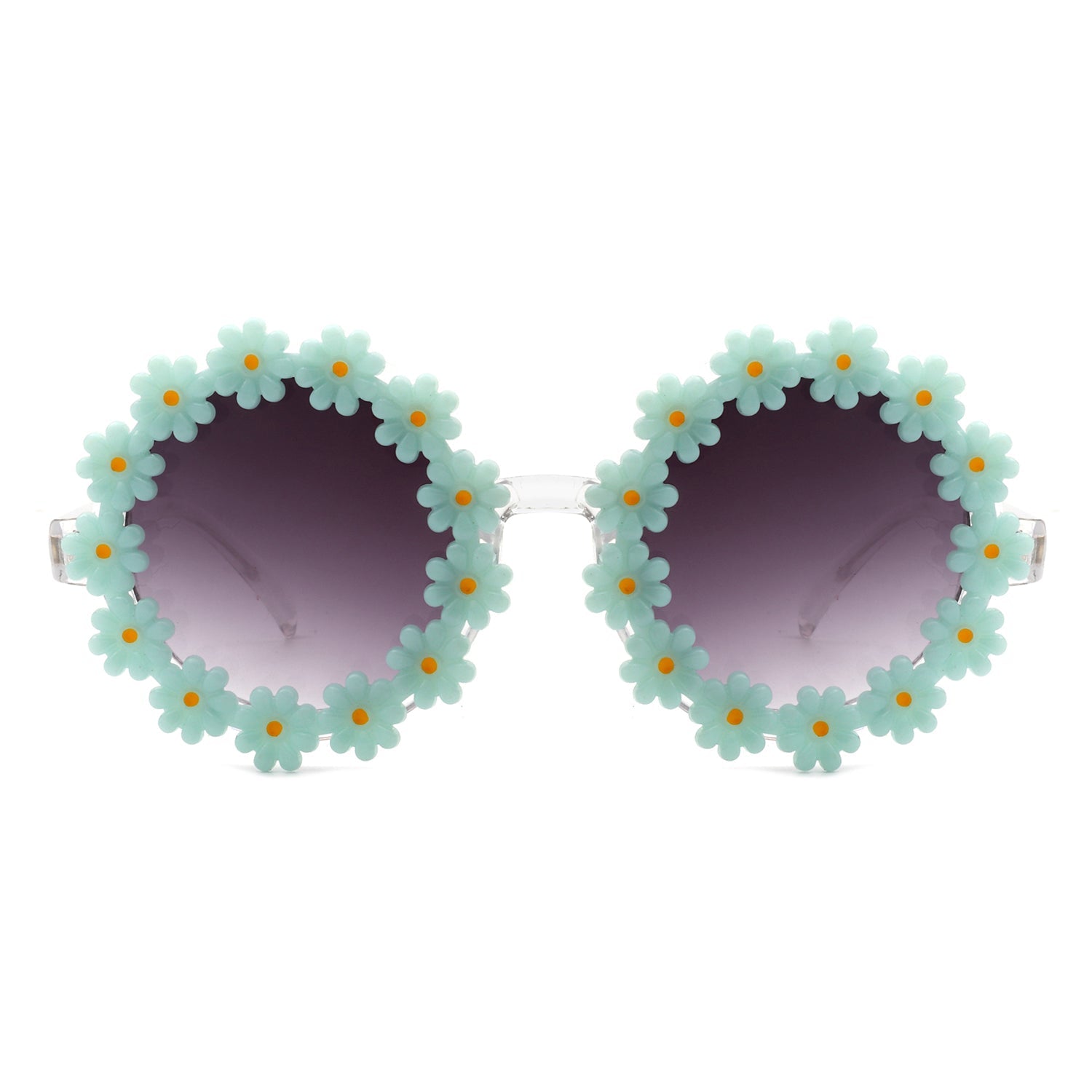 Ysabelia - Round Daisy Flower Shape Circle Party Floral Women Sunglasses-4