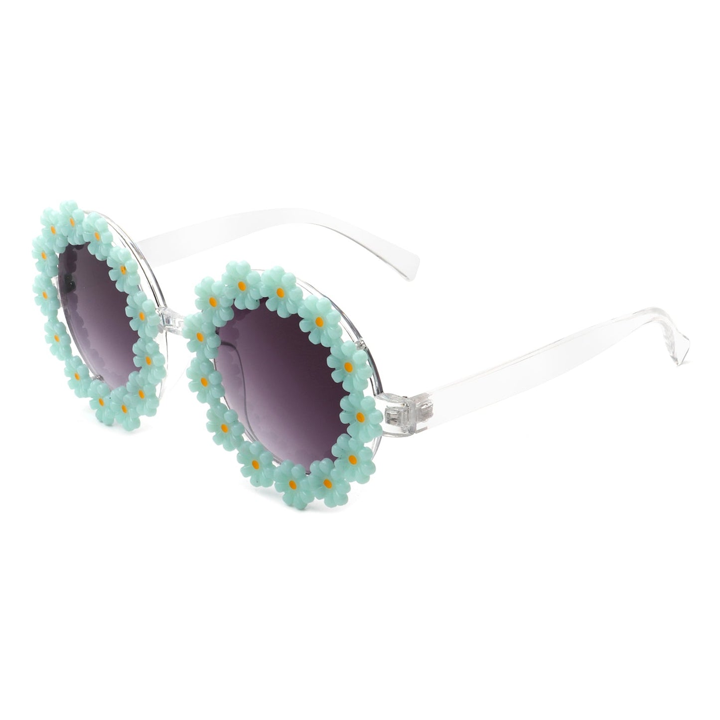 Ysabelia - Round Daisy Flower Shape Circle Party Floral Women Sunglasses-5