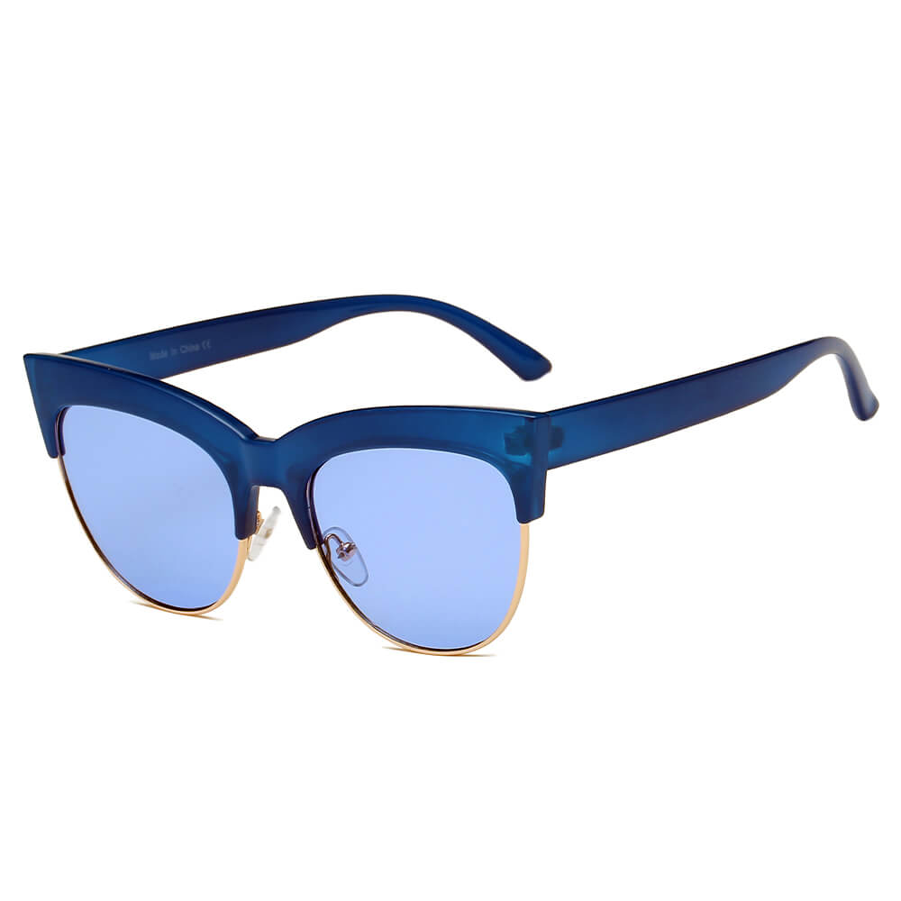 HENRIETTA | Women Half Frame Round Cat Eye Sunglasses-4