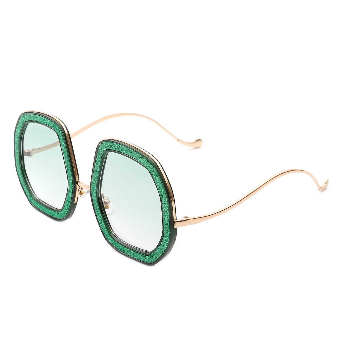 Xanadawn - Women Round Irregular Geometric Glitter Fashion Sunglasses-6