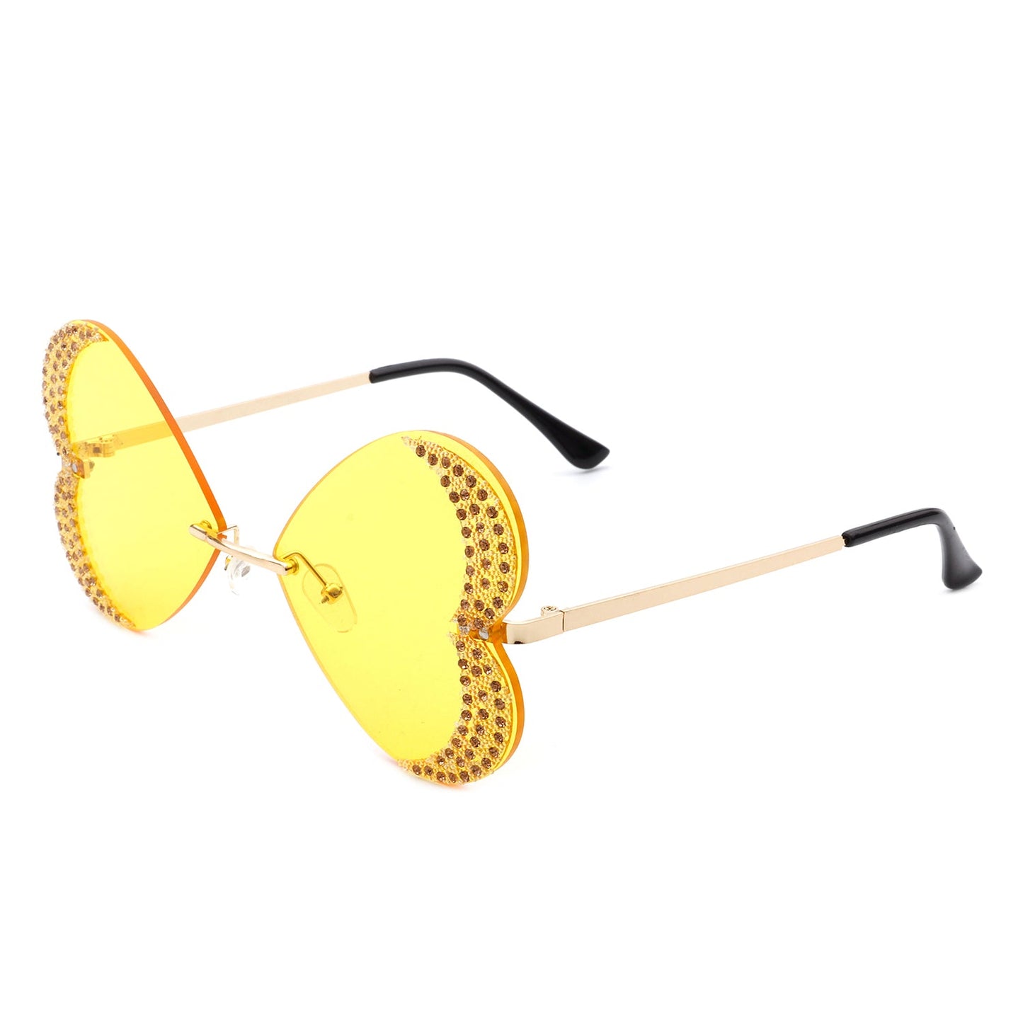 Quixotia - Rimless Butterfly Heart Shape Tinted Fashion Women Sunglasses-6