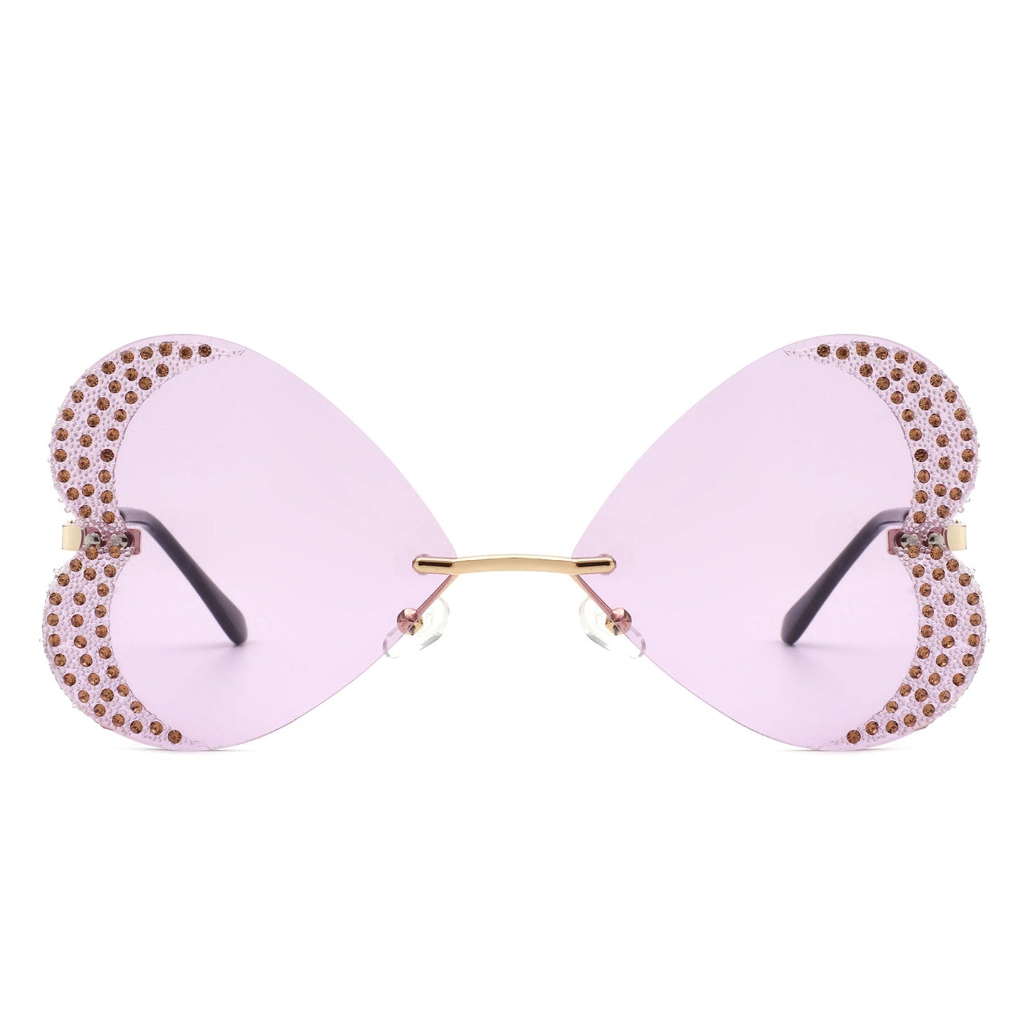Quixotia - Rimless Butterfly Heart Shape Tinted Fashion Women Sunglasses-1