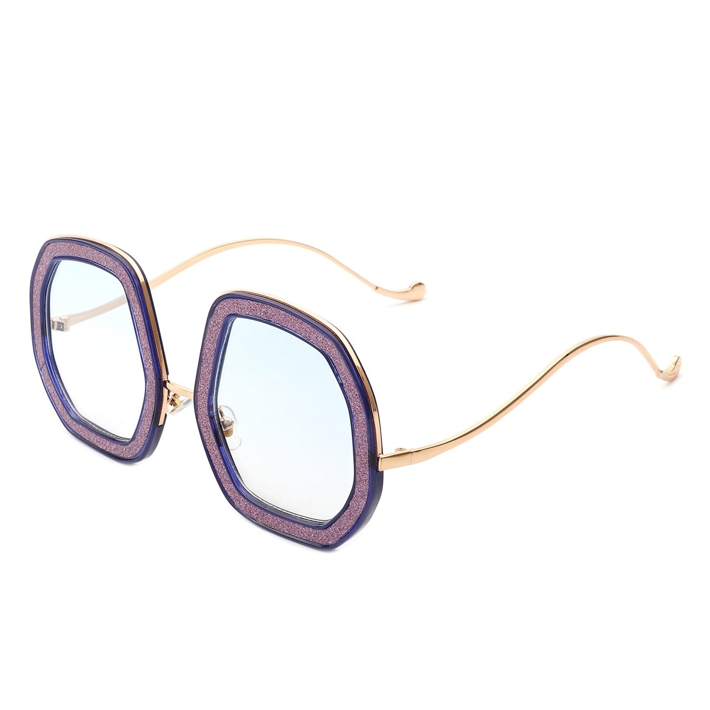Xanadawn - Women Round Irregular Geometric Glitter Fashion Sunglasses-7
