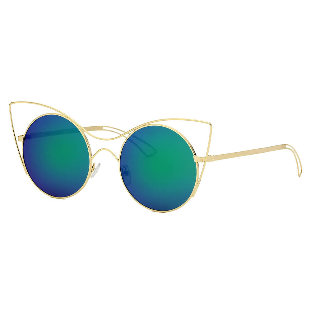 GERING | Women Round High Pointed Cat Eye Sunglasses-2