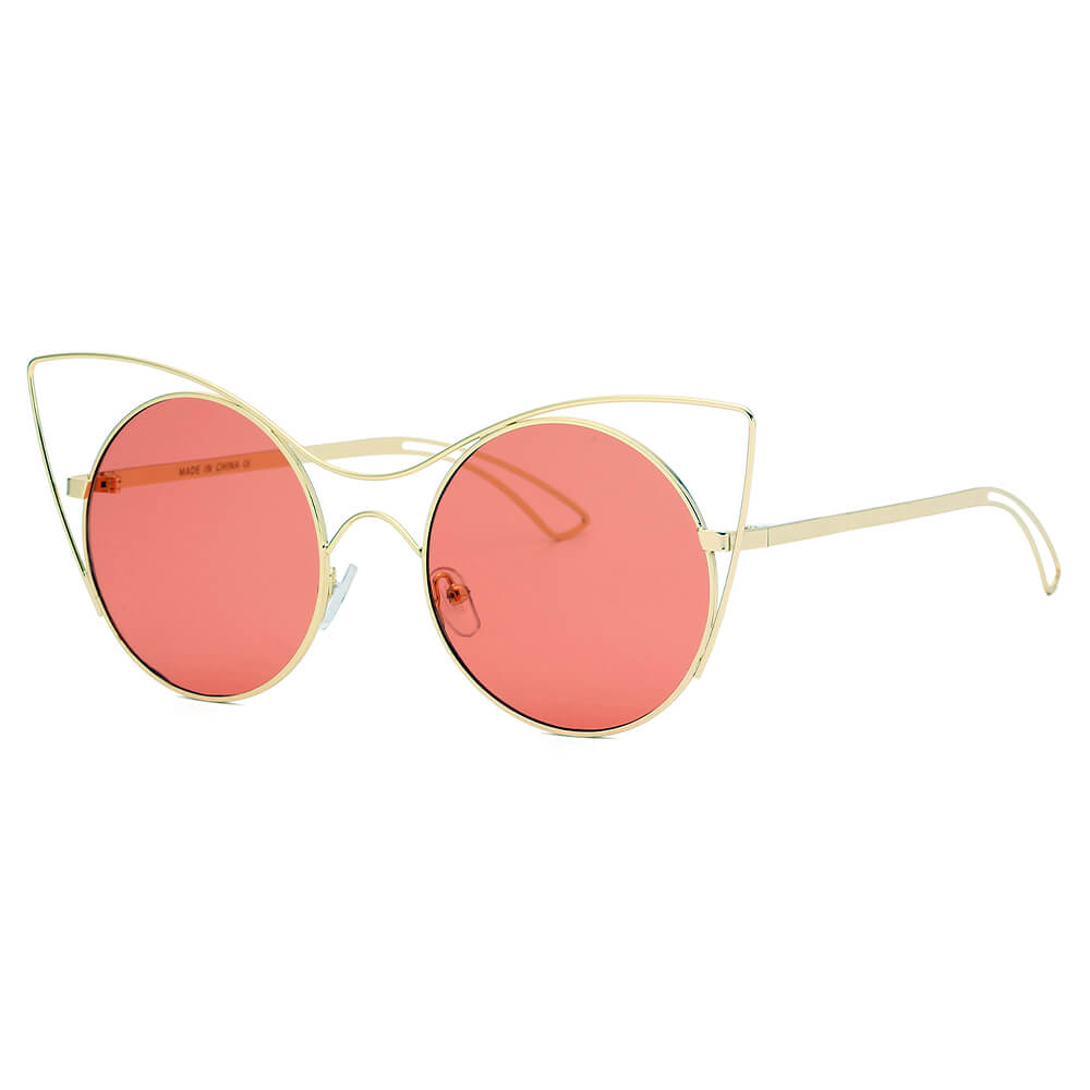 GERING | Women Round High Pointed Cat Eye Sunglasses-4
