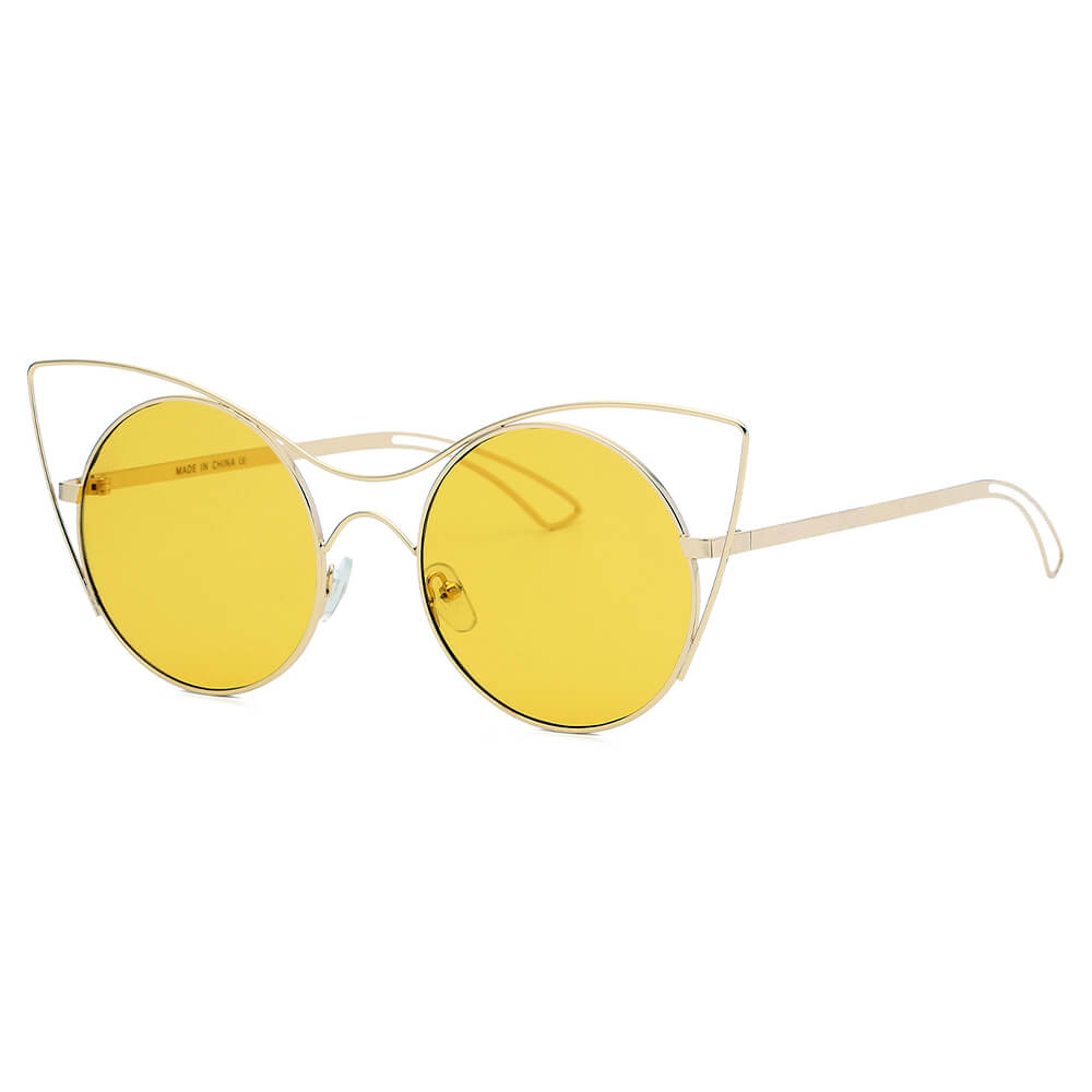 GERING | Women Round High Pointed Cat Eye Sunglasses-5