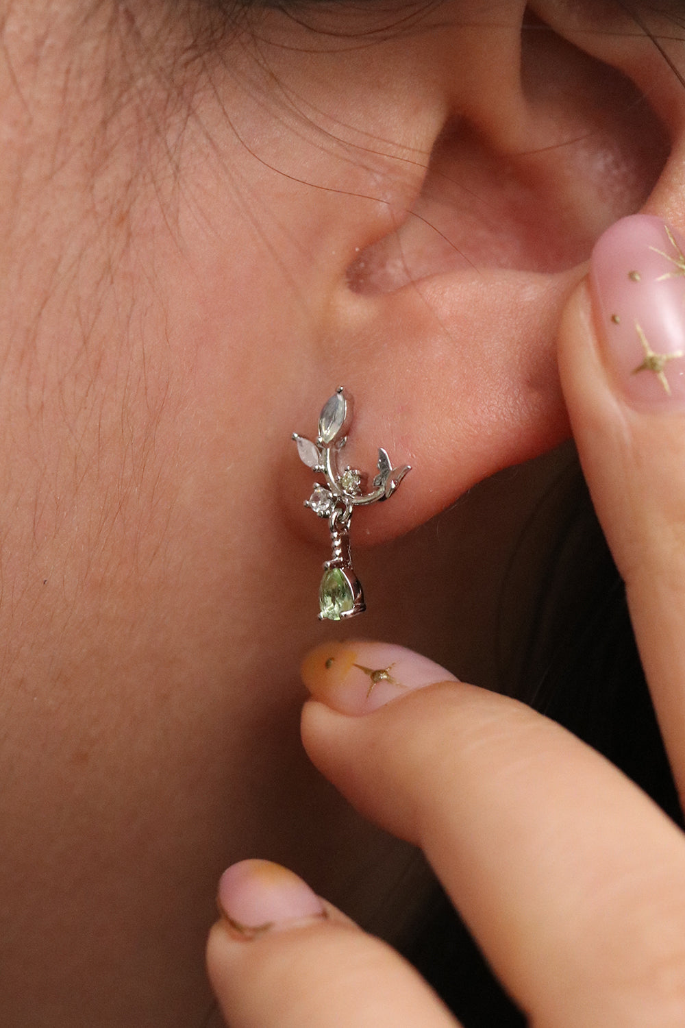 Moonstone branch dangle earrings-5