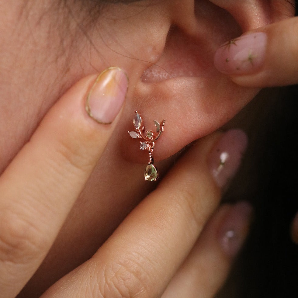 Moonstone branch dangle earrings-1