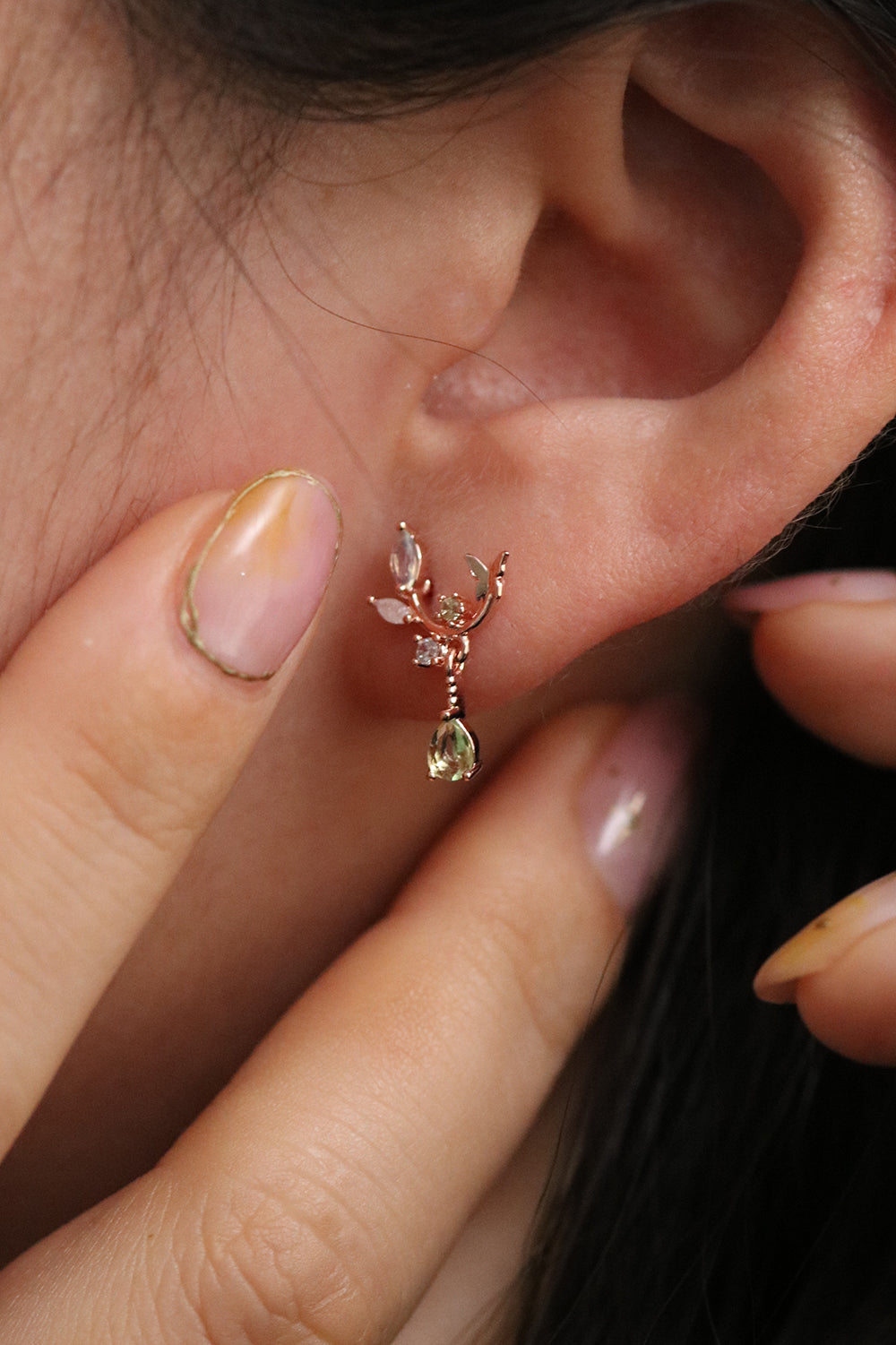Moonstone branch dangle earrings-6
