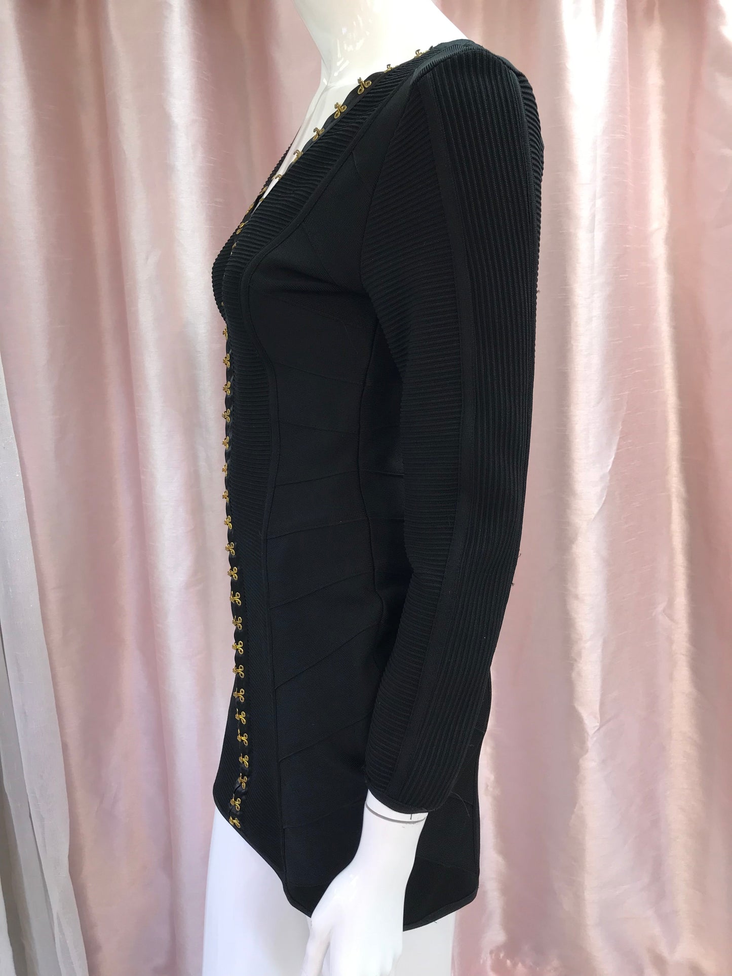 Edgy Bodycon Hooks Mini Dress-1