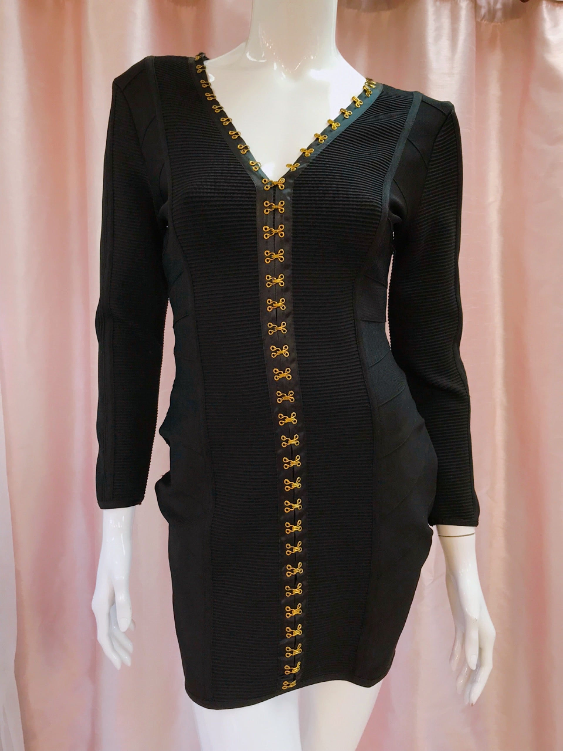Edgy Bodycon Hooks Mini Dress-0